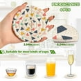 thumbnail image 2 of Yayeee 6 PCS Drink Coasters with Holder Set Woven Absorbent Round Tabletop Hot Pad, White Minimalist Triangles, 2 of 7