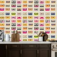 thumbnail image 2 of Retro Peel and Stick Wallpaper 17.7in x 9.8ft Vibrant Retro Cassette Tapes Seamless Contact Paper Vinyl Waterproof Self Adhesive Wall Paper for Bedroom Shelf Cabinet Renter Friendly, 2 of 8