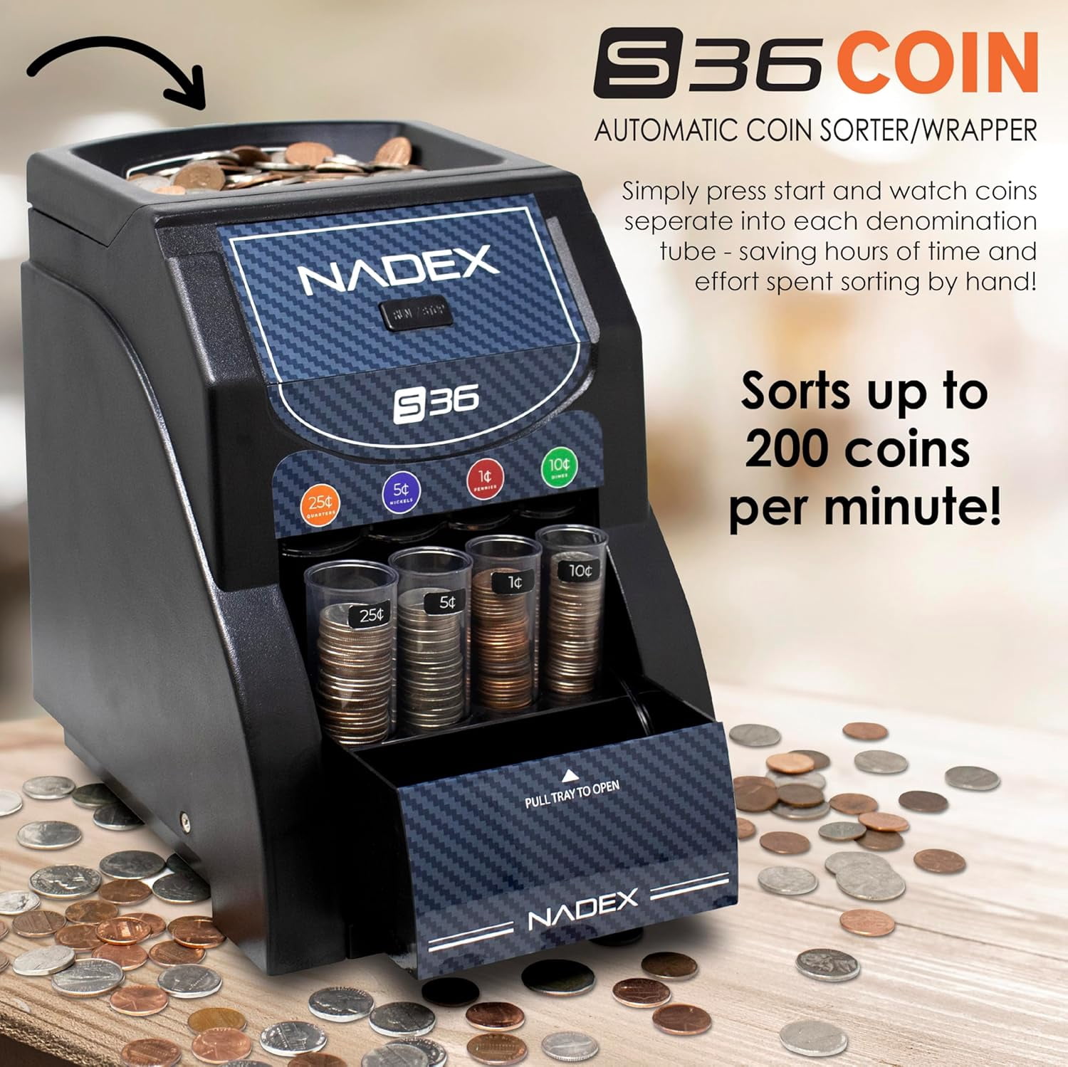 Nadex Coins Automatic Coin Sorter, S36, NXTE-1895 - Walmart.com
