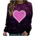 thumbnail image 1 of CEHVOM Women's Spring Fall Printed Long Sleeves Round Neck Casual Tee Tops, 1 of 4