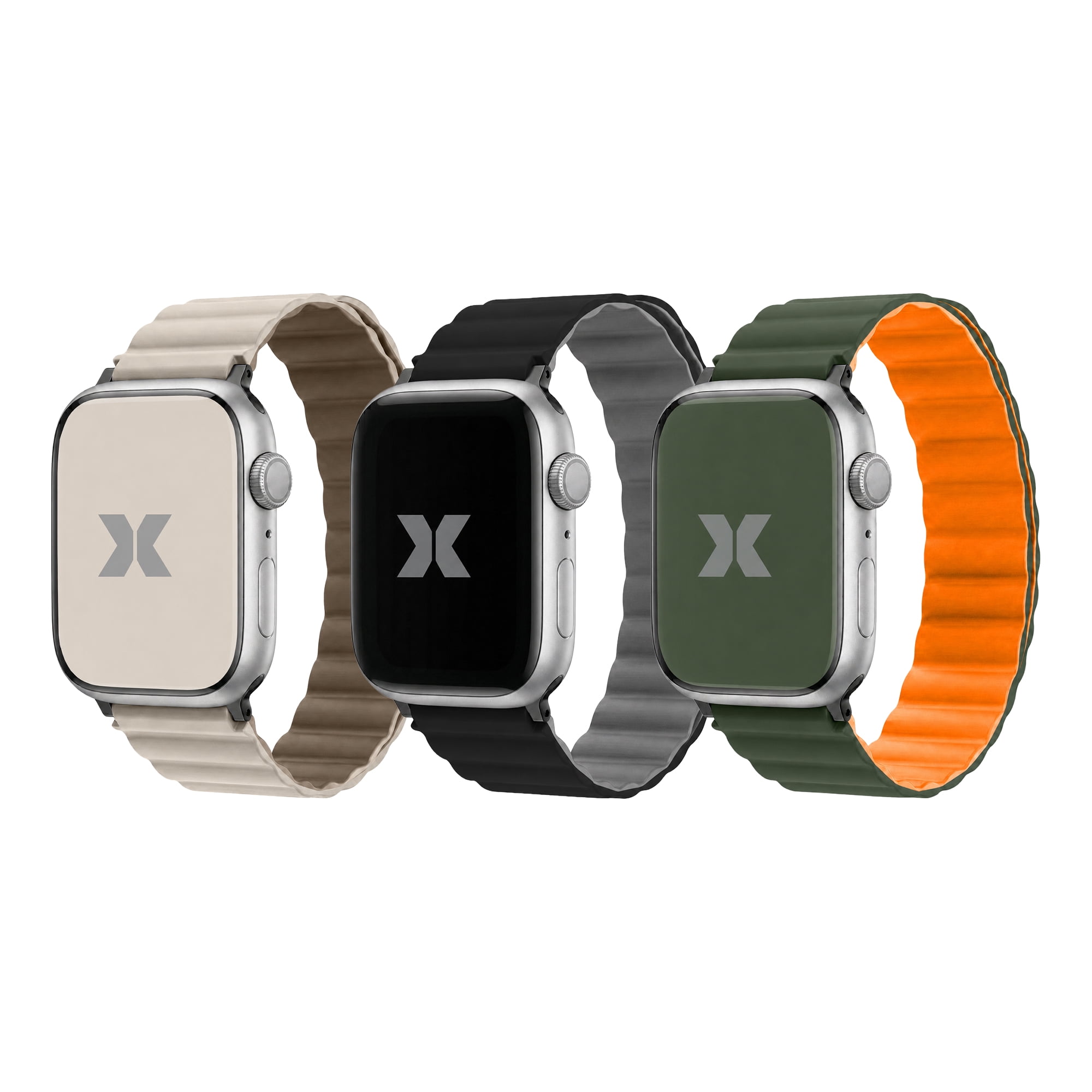 Xtreme 3-Pack Reversible Magnetic Bands for Apple Watch Series 1-10 and Ultra 2, Waterproof Adjustable Smart Watch Bands, 6 Color Options