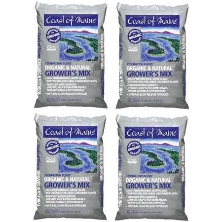 Coast of Maine Stonington Blend, 1.5 cu ft (Pack of 4) Organic and Natural Grower?s Mix for Large Container Plants