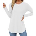 thumbnail image 4 of Fantaslook Long Sleeve T Shirts for Women Crew Neck Curve Hem Tunic Tops Casual Fall Shirts, 4 of 7