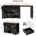 thumbnail image 2 of Harper & Bright Designs Kitchen Island with Extendable Dining Table, Kitchen Storage Table with 3 Side Open Shelves, Rolling Kitchen Island with Power Outlet and 3 Drawers, Black, 2 of 17