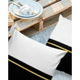 thumbnail image 2 of Pack of 2 Outdoor Pillow Covers, Geometric Modern Art Yellow Stripes White Black Waterproof Square Throw Pillowcase Cushion Decorative Pillow Covers for Couch Patio Tent, 18x18 in, 2 of 6