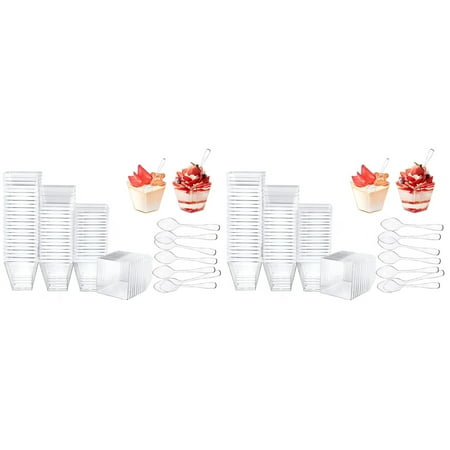 

HOMEMAXS 100 Sets of Disposable Pudding Cups Ice Cream Plastic Cups Party Dessert Cups for Home