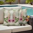 thumbnail image 4 of Sage Green Plaid Easter Outdoor Waterproof Pillow Covers, Spring Summer Floral Checkered Rustic Decorative Square Throw Pillowcase Sofa Cushion Sham for Patio/Couch/Chair, 26"x26" 2 Pack, 4 of 8