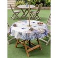 thumbnail image 4 of Outdoor Tablecloth with Umbrella Hole for Patio/Picnic/Party/Camping, Purple Coastal Waterproof Table Cloth Round Cover Washable, Summer Beach Nautical Coral Starfish (Dia 54"), 4 of 9