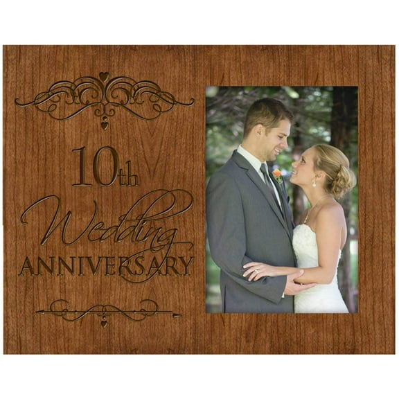 10th Wedding Anniversary Photo Frame Holds 4 x 6 Photograph