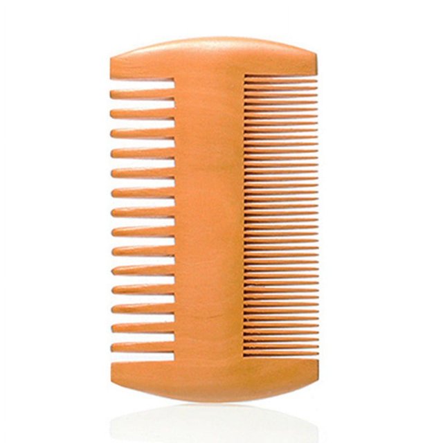Peine de masaje de madera de doble cara, 2 uds., dientes finos y gruesos antiestáticos para cabello, bigotes, sándalo, sin peines estáticos