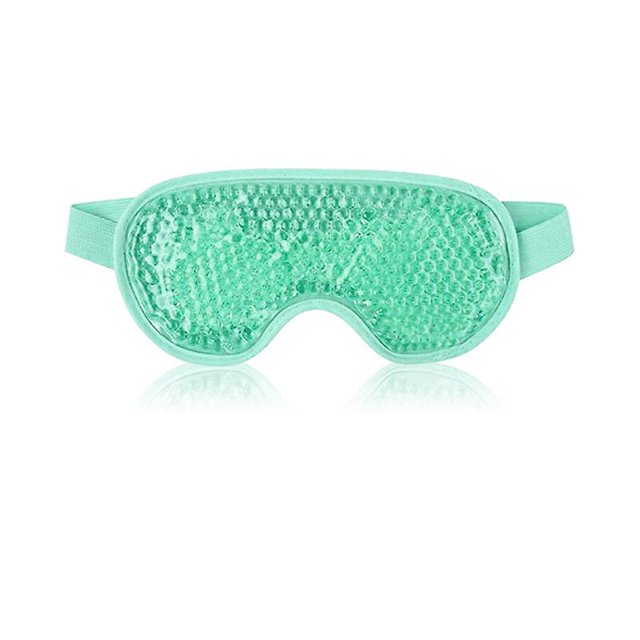 Máscara refrescante para ojos con perlas de gel - Máscara de ojos de gel reutilizable para círculos oscuros, ojos hinchados, ojos secos, dolores de cabeza, migrañas, senos paranasales (1 pieza, verde JAMW Sencillez