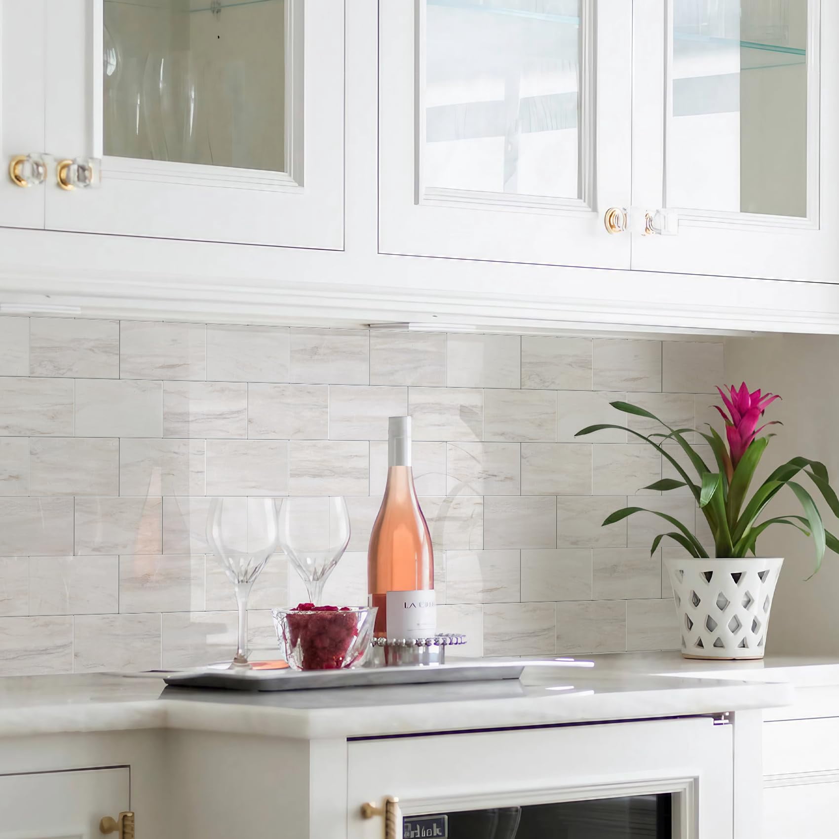 Subway Tile Peel And Stick Backsplash  Glossy Light Brown Pvc Self Adhesive On For Kitchen Bathroom(10 Sheets)