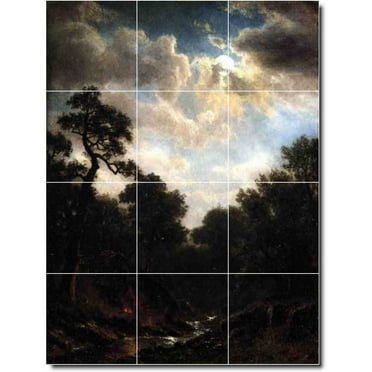 Ceramic Tile Mural-Albert Bierstadt Landscapes Painting 51. 12.75" w x 17" h using (12) 4.25 x 4.25 ceramic tiles