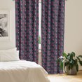 thumbnail image 2 of Ambesonne Geometric Window Curtains, Wavy Stripes Rectangles, Each 28" W x 84" L, Dark Coral and Slate Blue, 2 of 4