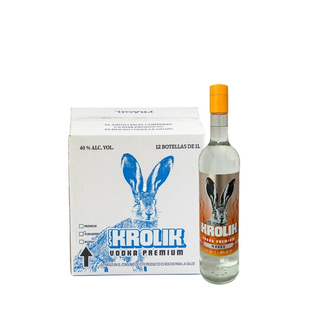 Caja Vodka Cs Krolik 40% Alc. Vol. Sabor Mango 1000 Ml Cs Krolik Vodka Premium
