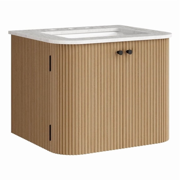 Zia 24" Wall-Mount Bathroom Vanity with Marble Sink in Natural