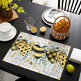 thumbnail image 3 of Bee Love Placemats Set of 6, Daisy Eucalyptus Leaves Rustic Gray Plaid Placemats for Dining Table, Place Mats for Kitchen Tabletop, Waterproof Wipeable Dining Table Mats Set, 3 of 9