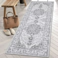 thumbnail image 6 of Findosom 2'x6' Vintage Boho Runner Rug Washable Non-slip Area Rug,Hallway Indoor Farmhouse Bedroom Kitchen Living Room Non Shedding Runner, Contemporary Low Plie Floor Carpet Doormat,Gray, 6 of 8