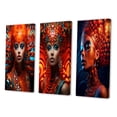 thumbnail image 3 of Designart "Glamorous Futuristic Portrait of a Gorgeous Woman V" Fashion Woman Wall Art Set Of 3 - Glam Red Gallery Wall Set For Home Decor, 3 of 6