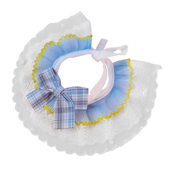 Friendly to Skin Pet Bib - Lace Trim - Fine Texture - Wear Resistant - Non-Irritation - Easy-wearing Polyester - Colorful Print Bow-knot - Puppy Saliva Bib