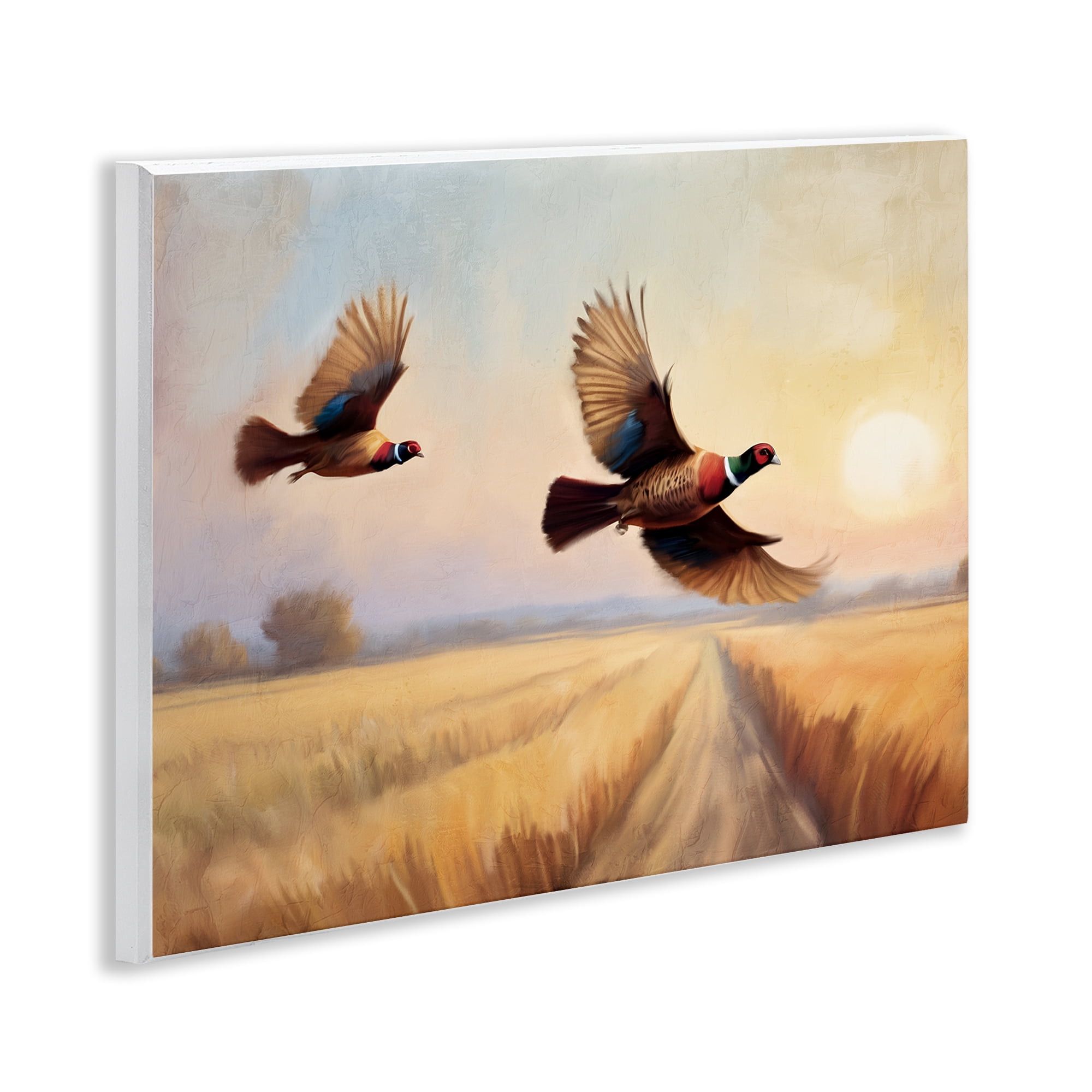 Stupell Industries Fall Flight Pheasants Landscape & Nature Painting Unframed Art Print Wall Art, 14 x 11