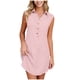 thumbnail image 1 of Vestido de Camisa de Cuello sin Mangas de Tamaño Más Alto, Color Sólido Mini Casual con Bolsillos para el Verano, 1 of 9