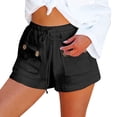 thumbnail image 5 of Shorts for Women 2026 Summer Cotton Linen Elastic Waist Wide Straight Leg Casual Beach Shorts with Pockets, 5 of 8