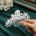 thumbnail image 2 of Pearl Bride Wedding Hair Comb Silver Crystal Bridal Hair Clip Rhinestone Hair Piece Decorative Wedding Hair Accessories for Women and Girls, 2 of 4
