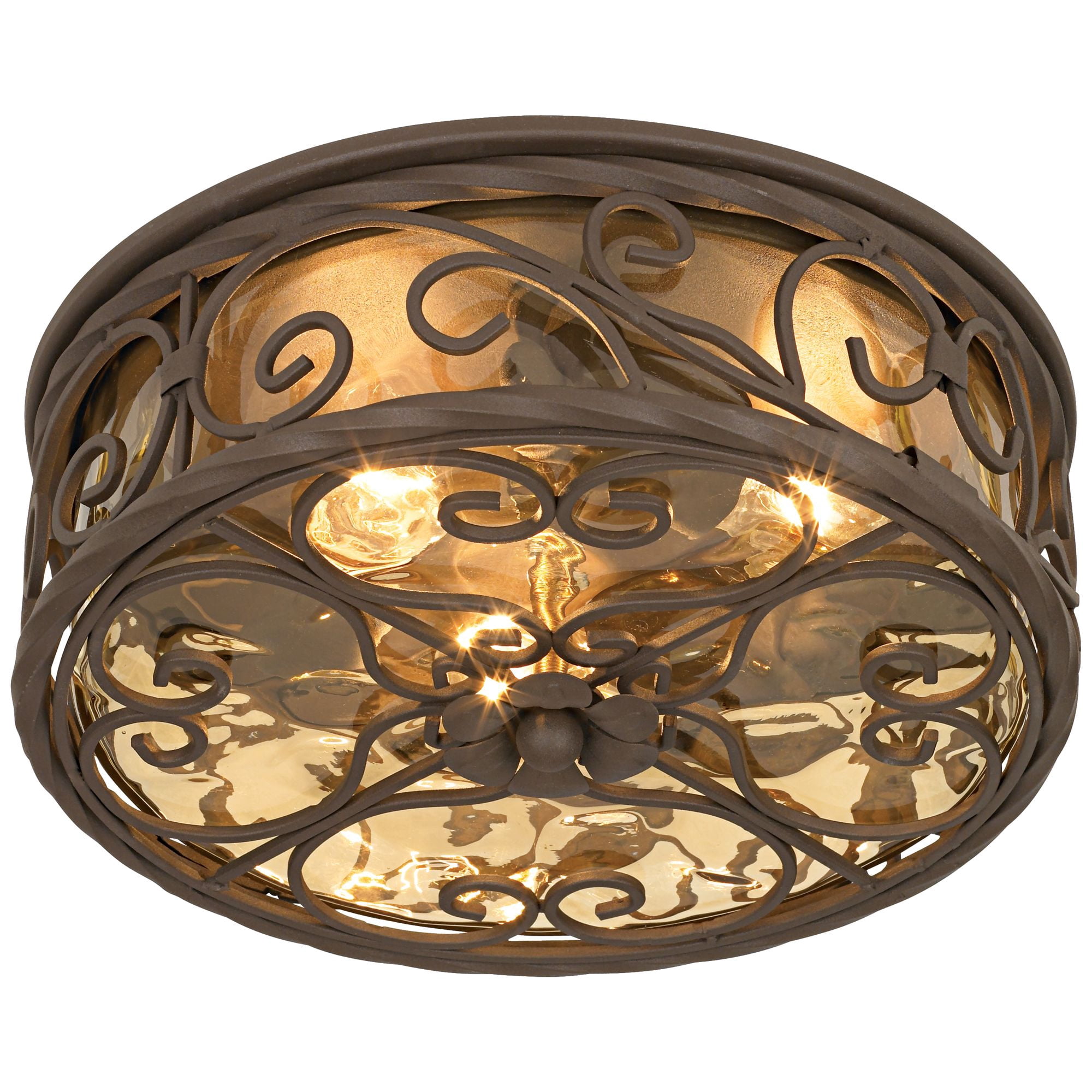 John Timberland Casa Seville Rustic Farmhouse Flush Mount Outdoor Ceiling Light Fixture Dark Walnut 4 1/2" Champagne Water Glass for Post Exterior