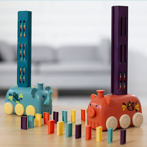 Domino Train Creations 80-Piece Set Family Game for Adults and Kids Ages 5 and up
