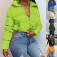 thumbnail image 2 of ZPAQI Women Winter Long Sleeve Puffer for Jacket Zip Up Solid Color Cropped Bubble Coat Drawstring Hem Quilted Parkas with Poc, 2 of 18