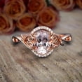 thumbnail image 4 of Sale 1.50 Carat 8x6mm Oval Cut Morganite and Diamond Moissanite Engagement Ring Wedding Ring in 10k Rose Gold Jewelry, 4 of 5