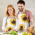 thumbnail image 5 of White Sunflower Pattern Apron-Garden Aprons for Women with Pockets-Cotton Linen Waterproof Kitchen Cooking Gardening Aprons Adjustable for Kitchen,Cooking,BBQ and Salon 33x27 Inch, 5 of 7