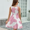 thumbnail image 6 of Strawberry Pink Cow Print Pattern Women's Tank Dress V Neck Sleeveless Summer Sundress, 6 of 7