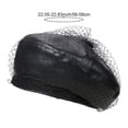 thumbnail image 7 of Jiibva Women's Mesh Beret Hat French Beret Vintage Berets Leather Painter Cap Winter Autumn Hat Retro Artist Cap Lightweight Winter Hats Hair Accessory, 7 of 7