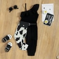 thumbnail image 6 of Kkkded Toddler Baby Outfit Sets for Girls Halter Ruffle Sleeveless Tops + Irregular Print Pants Summer Two-Piece Set for 9 Months-5 Years, 6 of 9
