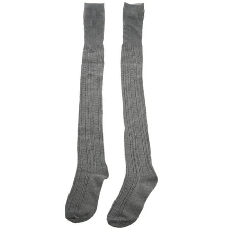 

Knee Socks Cotton Thigh High Over The Knee Stockings For Ladies Girls Warm Long Stocking-Gray
