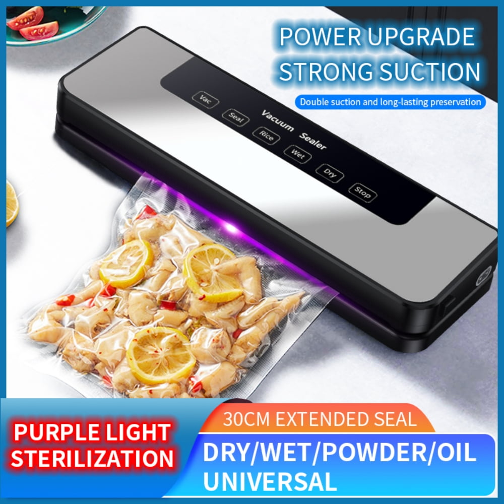 Food Vacuum Sealer Machine, 65Kpa Food Sealer Machines Automatic Dry/Wet Modes with 10Pcs Food Storage Vacuum Rolls Bag