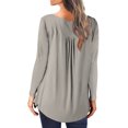 thumbnail image 3 of AherBiu Women Tunic Tops to Wear with Leggings Spring Long Sleeve Shirts Button Scoop Neck Ruched Loose Blouse, 3 of 5
