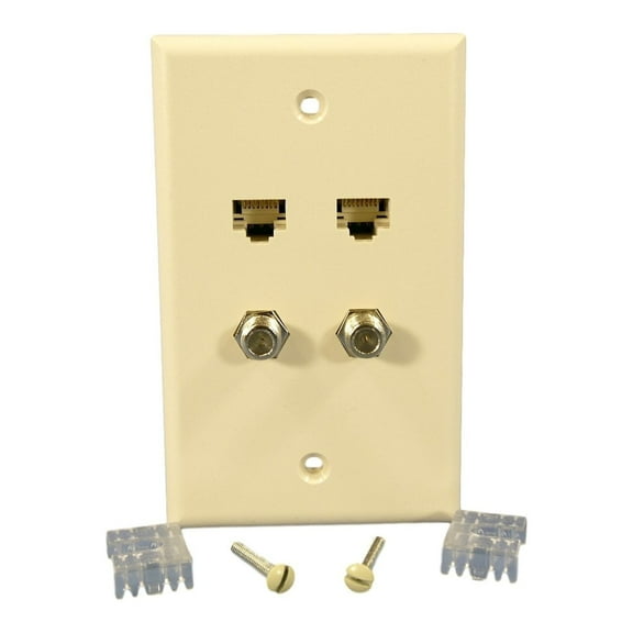 Leviton  Light Almond 4 port Cat 5e Coax F Type Nylon Wallplate 5EA10-S4T