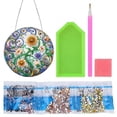 thumbnail image 6 of NEW HABIITS DIY Dotted Diamond Pendant, Diamond Art Painting Creative Design Round Home Decoration Pendant (Double-Sided Pattern, Single-Sided Dotted Diamond)-Flower, 6 of 11