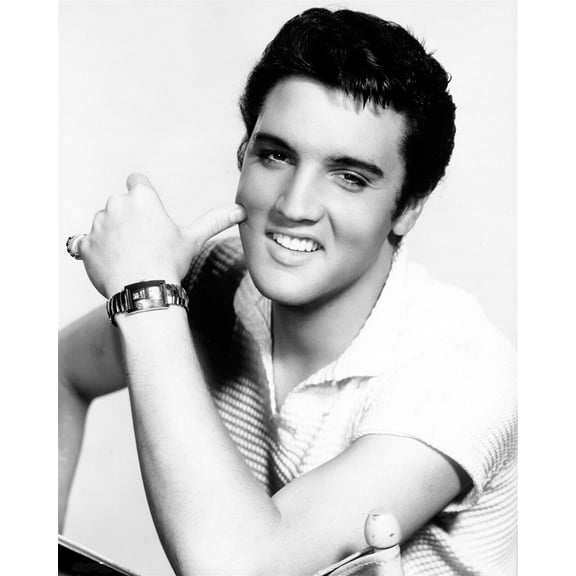 Elvis Presley smiling 1950's studio portrait in white shirt 24x30 inch poster