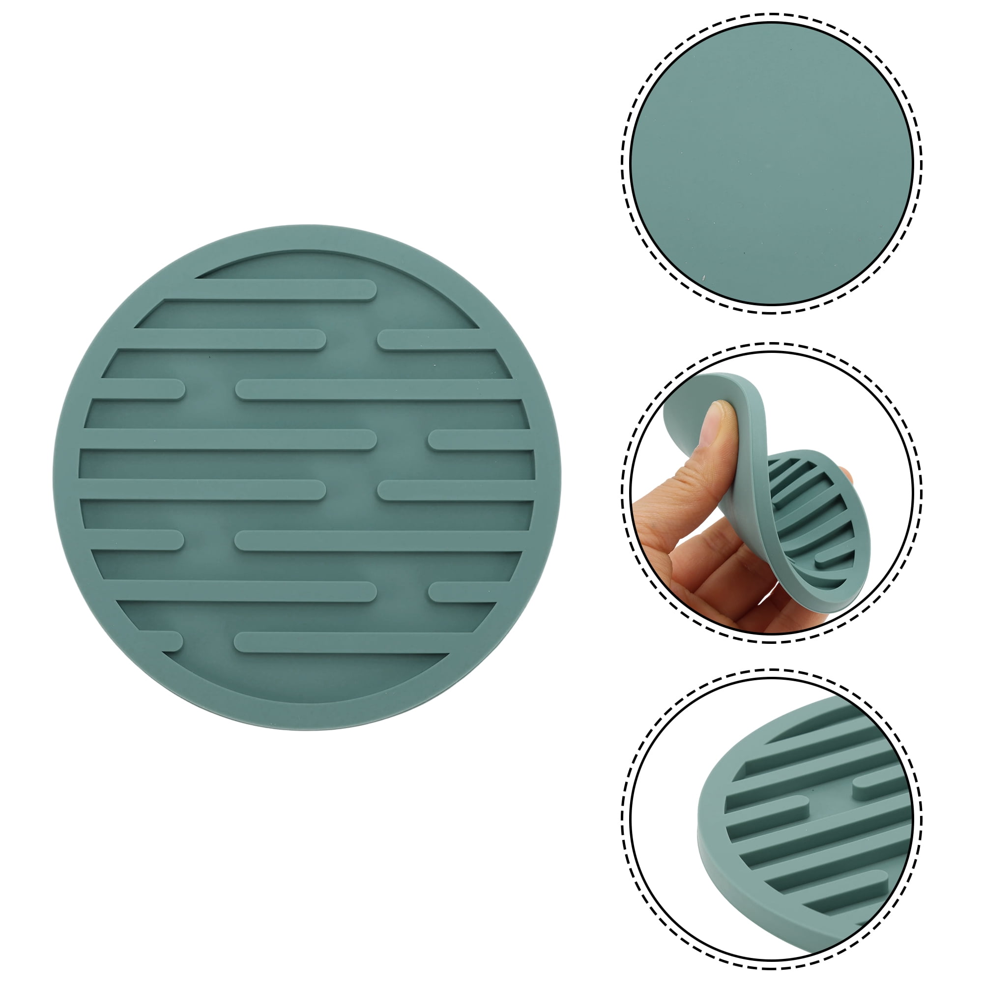 Unique Bargains Water-repellent Stripes Drink Coaster Set Green