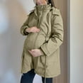 thumbnail image 3 of Tdoqot Womens Maternity Parkas Coats with Hood- Warm Full Zip Casual Big Pockets Winter Clothes Beige Size S, 3 of 8