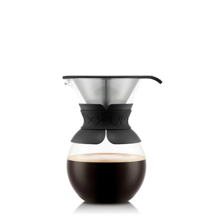 Bodum Pour Over Coffee Maker With Permanent Coffee Filter Black, 8 Cup