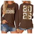 thumbnail image 1 of Chandails pour Femmes Chandail de Base d'Automne à Enfiler avec Imprimé de Lettres Col Rond Haut Superposable Coupe Confortable Chandail de Sport Femme Coffee S, 1 of 5