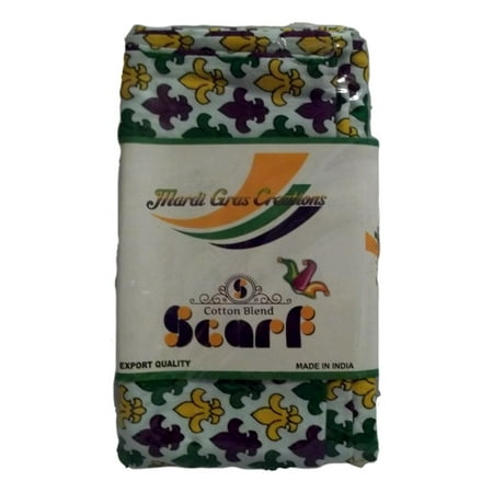 Fleur De Lis Mardi Gras Infinity Scarf Purple Green Yellow Knit