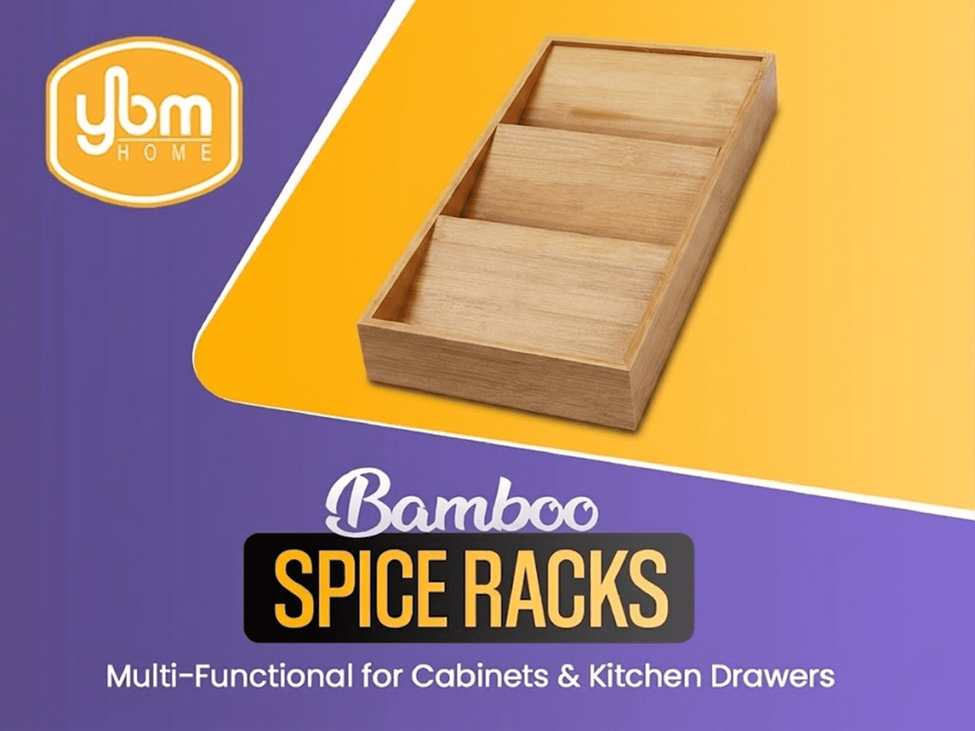 YBM Home Organizer Tray for Cabinet and Kitchen Drawers, Brown, 3 Selves, 8 in. Width