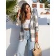 thumbnail image 5 of ChicMe Jackets for Women Plaid Print Hooded Long Sleeve Shacket Fleece Lined Lightweight Casual Jacket Gray-XL, 5 of 9
