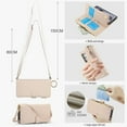 thumbnail image 3 of For Samsung Galaxy S21 Ultra 5G RFID Blocking Protective Purse Wallet Case Magnetic Flip Cover Multi-Card Slots Zipper Pocket With Metal Ring Buckle Detachable Shoulder Strap And Wrist Strap,Beige, 3 of 7